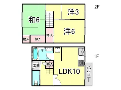 松ヶ丘19-A号棟(2SLDK/2階)の間取り写真