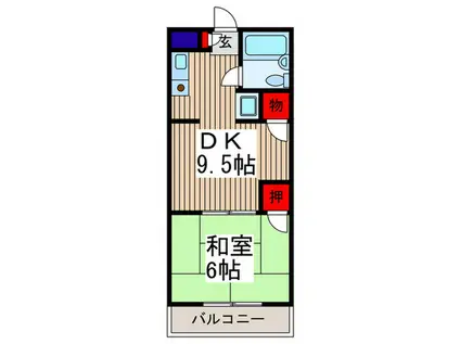 武蔵浦和宝マンション(1DK/1階)の間取り写真
