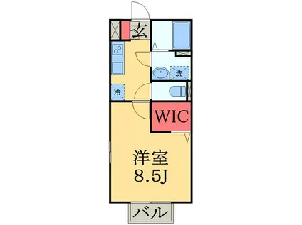 FELICE・青葉の杜A(1K/1階)の間取り写真