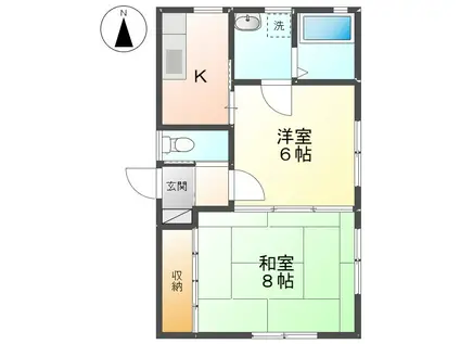 T・RハイツII(2K/1階)の間取り写真