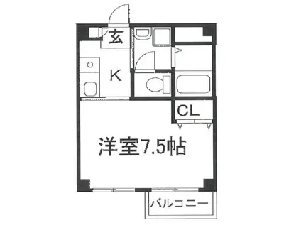 サンワプラザ福崎S(1K/1階)の間取り写真