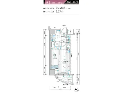 メインステージ上石神井(1DK/9階)の間取り写真