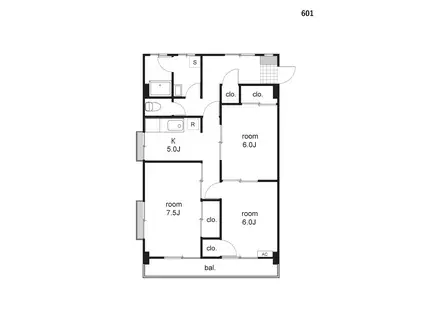 ケルビムハイツ(2LDK/6階)の間取り写真