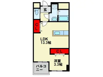 MDI SERENO JIYUGAOKA(1LDK/4階)の間取り写真
