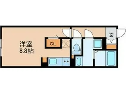 WELL COURT CHIYODA(ワンルーム/1階)の間取り写真