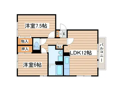 トゥインクル東中田(2LDK/3階)の間取り写真