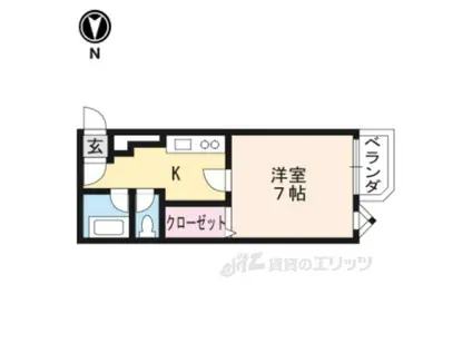 ハーミテージ安朱(1K/2階)の間取り写真