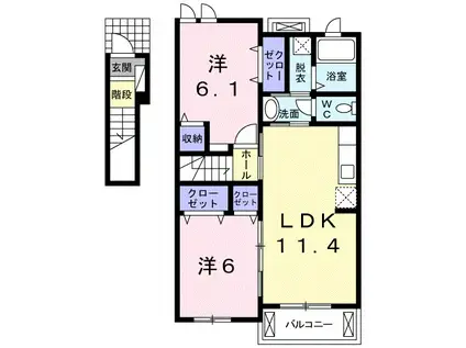 コンフォートテラス(2LDK/2階)の間取り写真