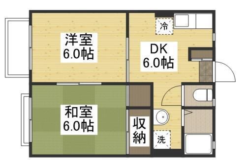 メゾンサントピアA棟(2DK/2階)の間取り写真
