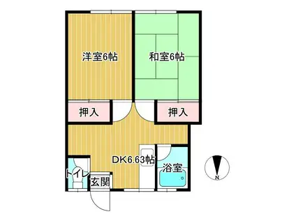 コーポアオバ(2DK/2階)の間取り写真