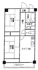 ステラハウス(2DK/3階)の間取り写真