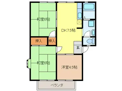 アークビラK(3DK/1階)の間取り写真