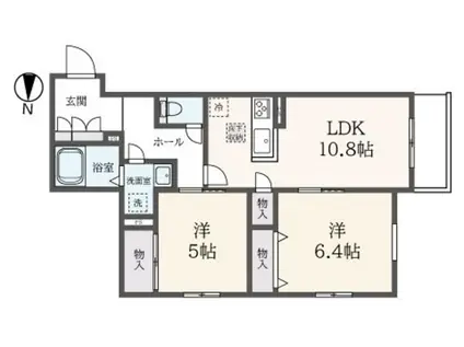 ヴェルジェ ワイエス(2LDK/1階)の間取り写真