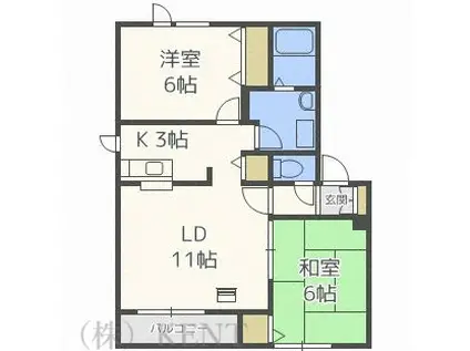 ハイセレール山の手(2LDK/2階)の間取り写真