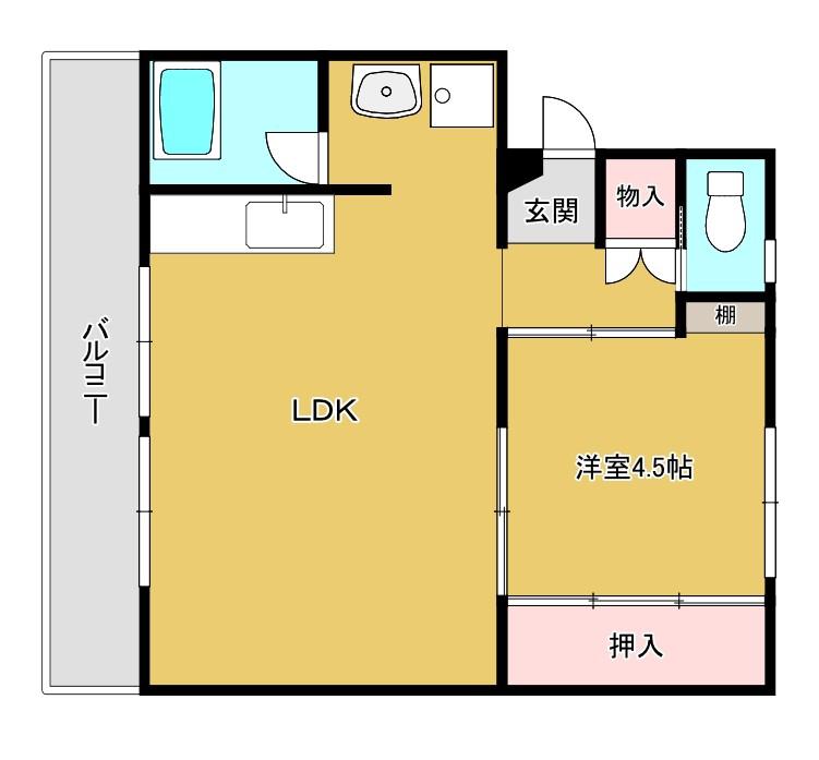 みどりコーポラス内田(1LDK/2階)の間取り写真