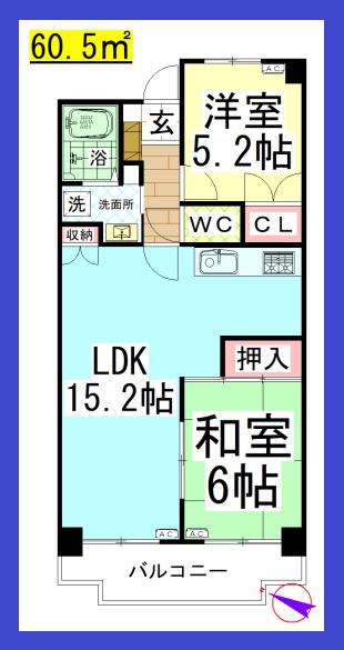 TD タウンコート湘南(2LDK/2階)の間取り写真