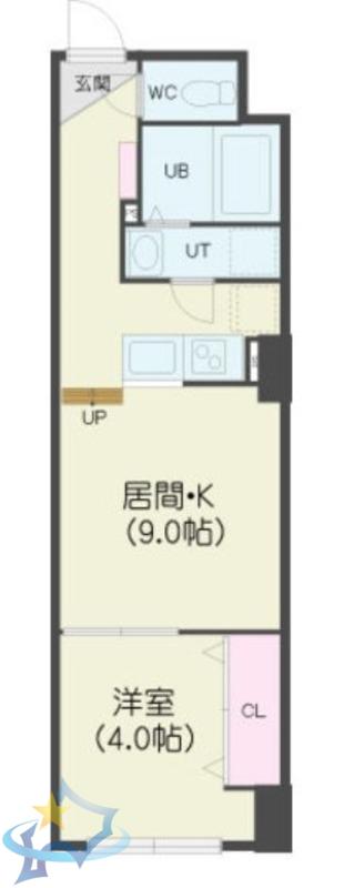 パークヒルズ中央12(1LDK/9階)の間取り写真