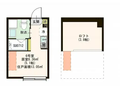 ハーモニーテラス綾瀬VI(ワンルーム/2階)の間取り写真