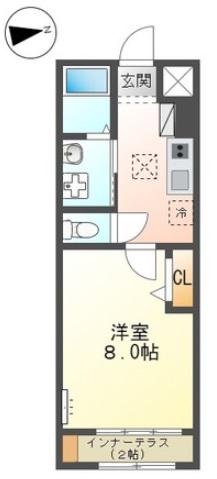 BLOOM吉野作 II(1K/1階)の間取り写真