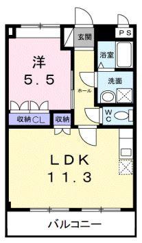 エクレセンス(1LDK/2階)の間取り写真