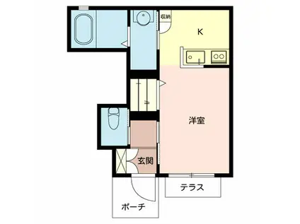 フルール東加古川(1K/1階)の間取り写真