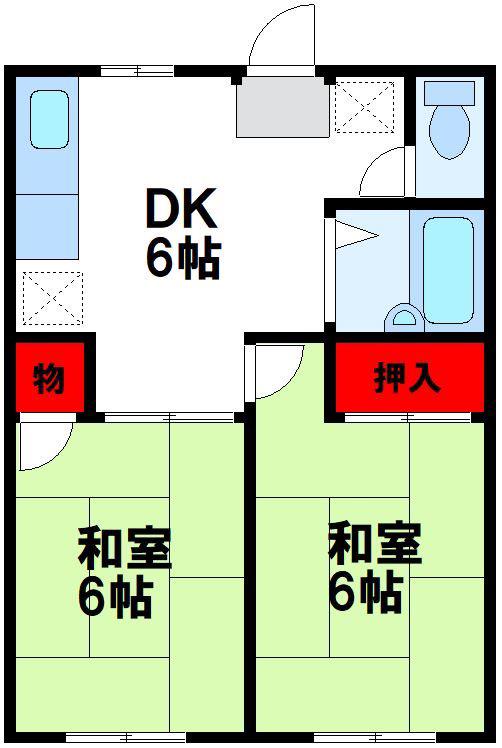 山本コーポ(2DK/1階)の間取り写真