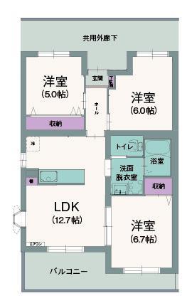 エクセルシオール(3LDK/2階)の間取り写真