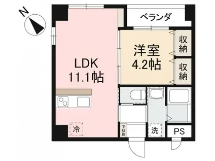 アルト栗林公園(1LDK/4階)の間取り写真