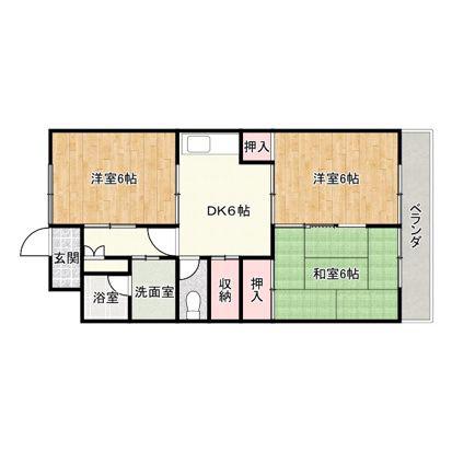 レジデンス三吉(3DK/3階)の間取り写真