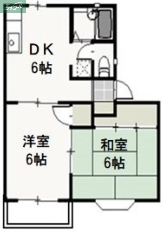ニューハウンF(2DK/1階)の間取り写真
