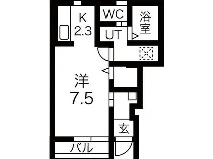 KINGDOMII(1K/1階)の間取り写真