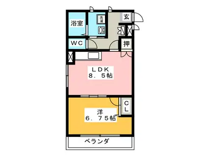 グリーンピース2000(1LDK/2階)の間取り写真
