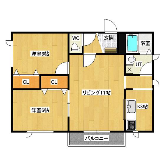 スイングラピュタ(2LDK/1階)の間取り写真