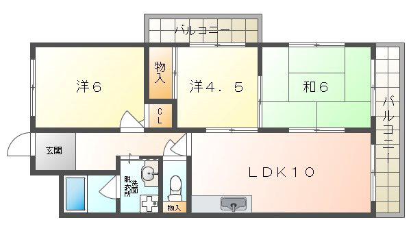 グランデール(3LDK/3階)の間取り写真