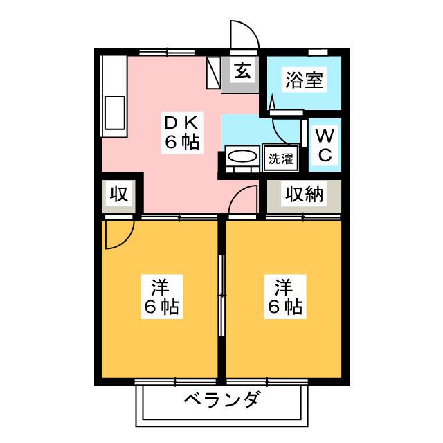 エレガンス東戸塚(2DK/2階)の間取り写真