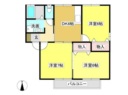 クラージュ(3DK/1階)の間取り写真