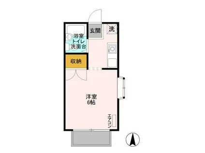 グリーンプラザA棟(ワンルーム/1階)の間取り写真