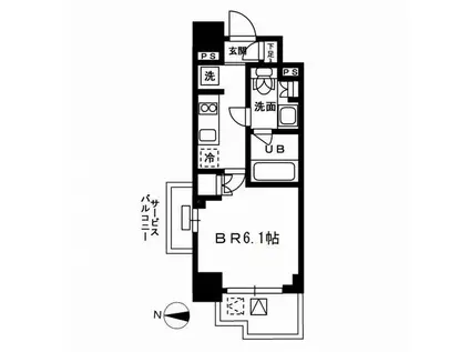 レジディア新宿イーストIII(1K/9階)の間取り写真