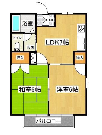 プラザ朝霧(2DK/2階)の間取り写真