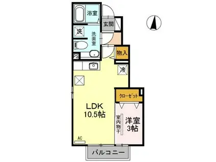 ピア アベニューIII(1LDK/1階)の間取り写真