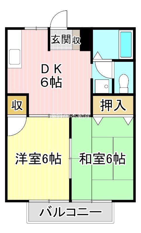 ハイツカトレアA(2DK/1階)の間取り写真