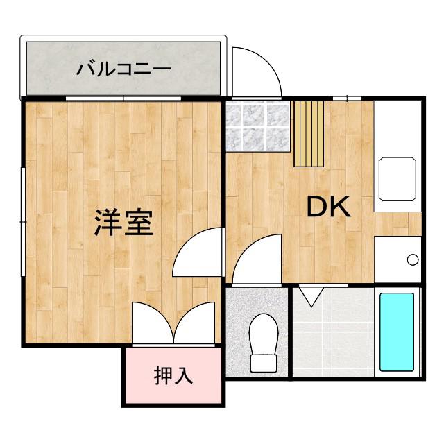 駒金屋6(1DK/3階)の間取り写真