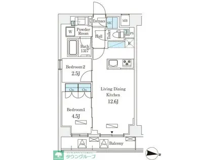 ラティエラ中野新井(2LDK/2階)の間取り写真