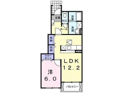 ラ・フォレスタRYU・H(1LDK/1階)の間取り写真