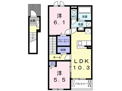メゾン・ド・ジュネスI(2LDK/2階)の間取り写真