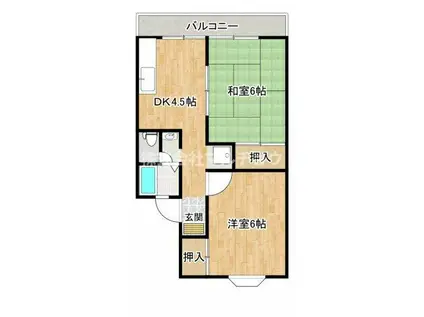 スカイヴィレッジ(2DK/2階)の間取り写真