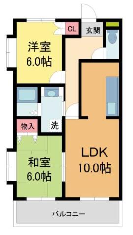 サニーコート伊丹(2LDK/3階)の間取り写真