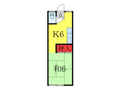 扇荘(1K/2階)の間取り写真