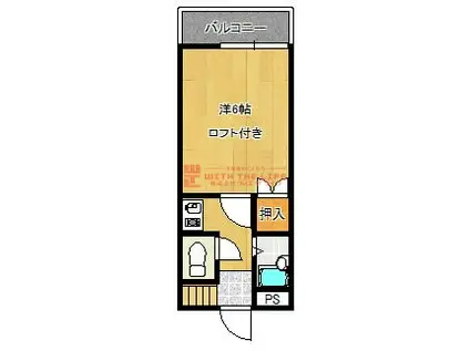 プライマリー久留米大南(1K/1階)の間取り写真