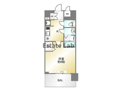 プレサンス神戸長田マリエント(1K/2階)の間取り写真